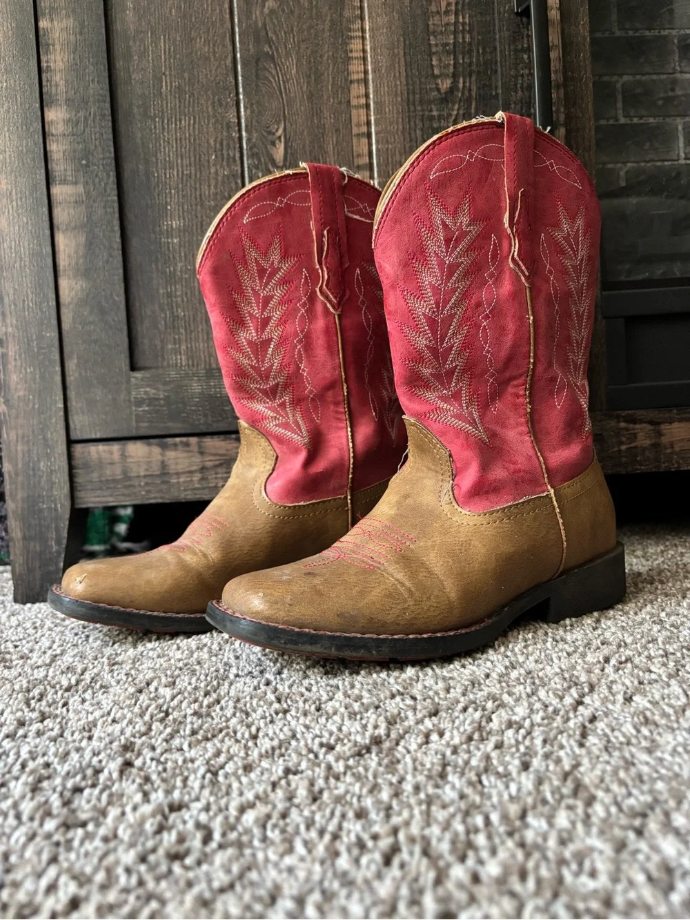 Roper Brown Foot Pink Shaft Men's Western Cowboy Boots